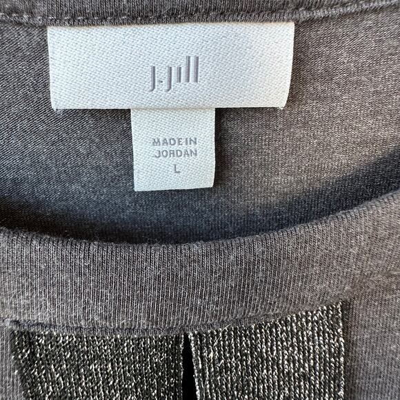 J. Jill Soft Knit Tunic Top L w/ Silver Metallic Accent Tencel Soft Cozy Fall - Picture 5 of 7